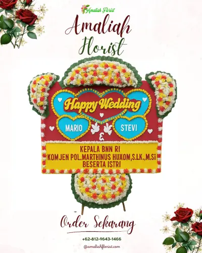 Karangan Papan Bunga Pernikahan di Cisalada